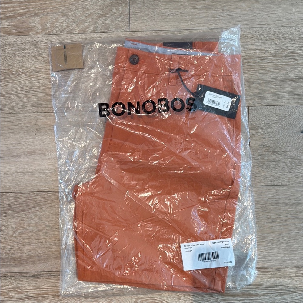 Bonobos Orange Stretch Washed Chino Short 2.0 30"x7"